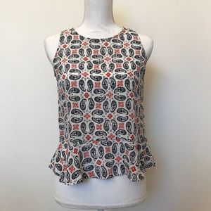 Madewell 100% Silk Peplum Blue & Red Paisley XS